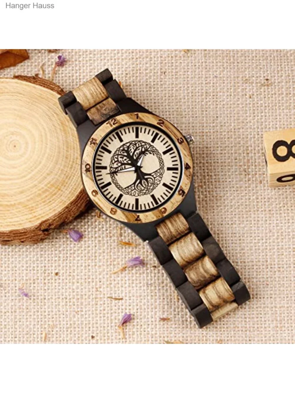 Men's Handmade Wooden Watch Lightweight Analog Quartz Tree of Life